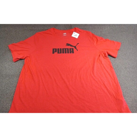 PUMA Essentials Heather Logo Crew Neck Short Sleeve T-Shirt Mens Red Casual 4XL - Picture 3 of 9
